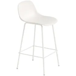 Muuto Fiber Barhocker mit Rückenlehne, tube base, höhe 65 cm, natural white / weiß