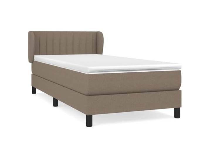 PUGYNBK Boxspringbett, 80 x 200 cm, mit verstellbarem Kopfteil Taschenfederkernmatratze, mittelhart, atmungsaktiver Taupe-Stoff, weicher Schutz