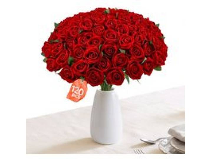 VEVOR Kunstblumen Gefälschte Rosen mit Stielen 120 Bündel Kunstpflanze Rot, Künstlicher Blumenstrauß als Deko für Zuhause Café & Hochzeit, aus Seidenstoff & Kunststoff, Pflegefreie Kunstpflanze, DIY