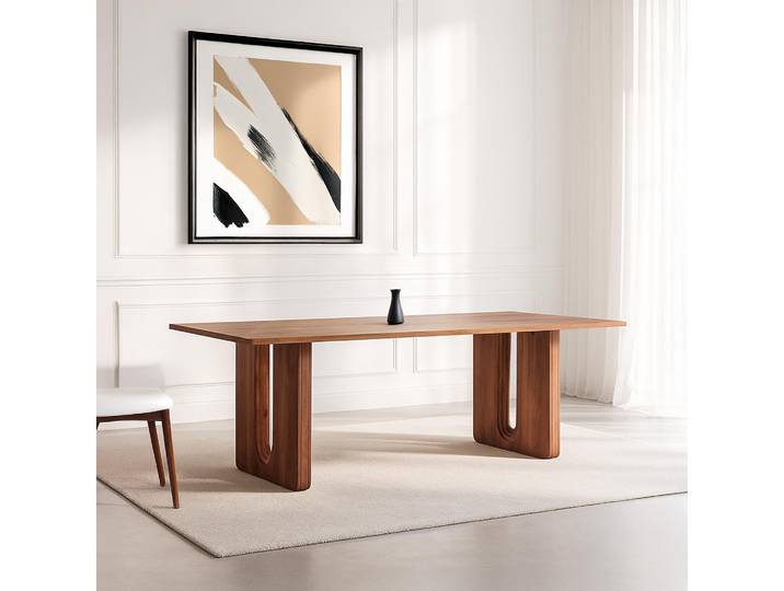 Table à manger en bois massif de manguier, finition brun naturel - Noba