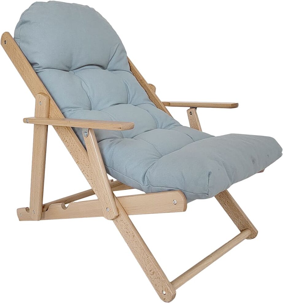Homcom Fauteuil lounge pliable inclinable matelas grand confort bois gris Gris 71x96x89cm