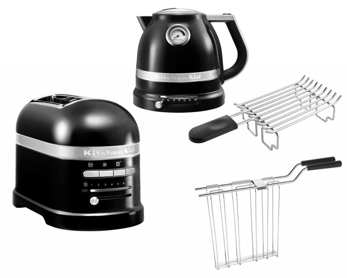 KitchenAid Frühstücks Set mit Wasserkocher, Toaster und Brötchenaufsatz Onyx Schwarz