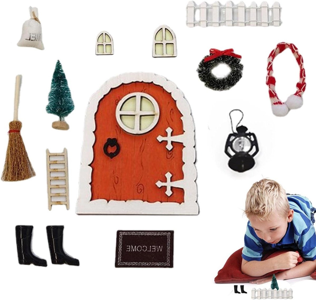 Elf Huis Deurmat Kit - Miniatuur Deurmat Set voor Huisdecoratie - Houten Miniatuur Accessoires