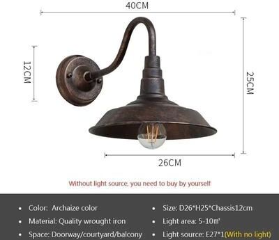 Uplifted Finds Retro Waterproof LED Wall Lamp Outdoor E27 Decorative Lighting Fixture no Bulb a Archaize Color