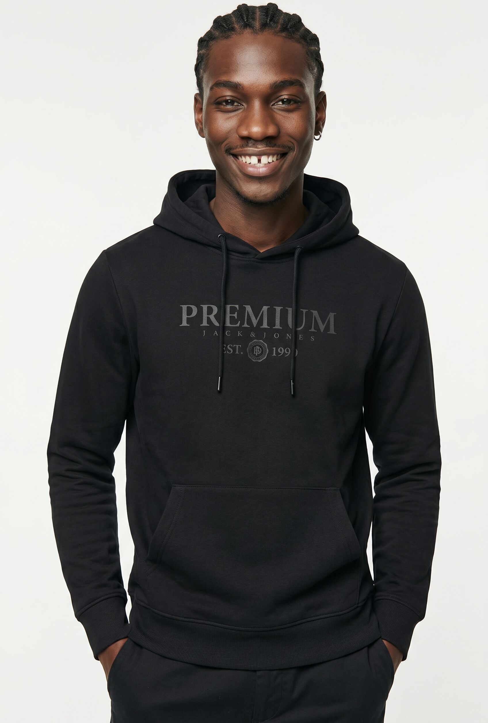 Kapuzensweatshirt JACK & JONES "JPRBLACHARLES SWEAT HOOD FST", Herren, Gr. S, schwarz, angeraute Sweatware, Obermaterial: 100% Polyester, bedruckt, regular fit normal, Rundhals, Rippbündchen, Sweatshirts Kapuzensweatshirt schwarz S