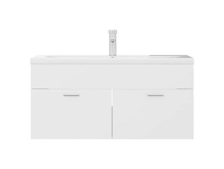 Armoire d'évier - élégant meuble-lavabo - avec lavabo intégré - Blanc Aggloméré 100x38.5x46 cm L5591