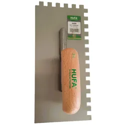 Hufa Glättekelle Stahl Holzgriff 280mm x 130mm 10x10mm gezahnt
