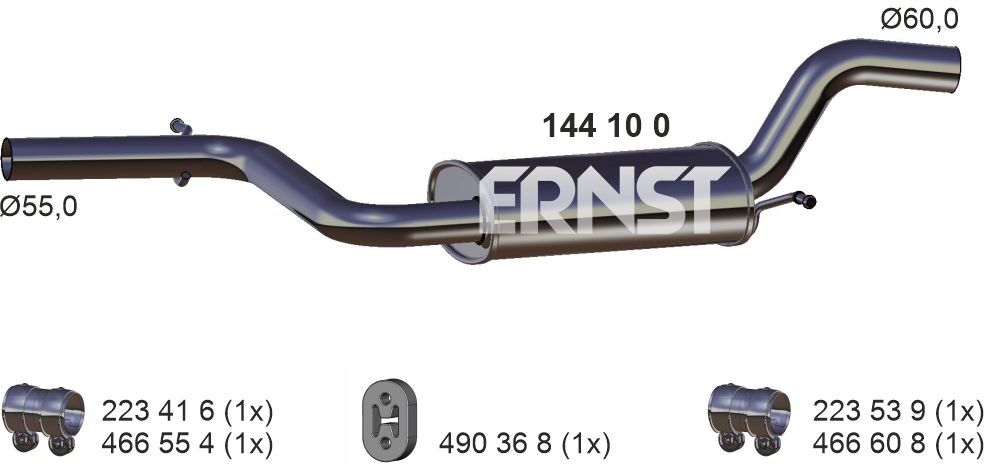 Ernst Mittelschalldämpfer 144100 Für Vag
