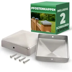 Novatool 2X Pfostenkappen 91x91mm verzinkt mit Schrauben , Pfostenabdeckung Pfostenkappe 9 ,1cm Holzpfosten Zaunpfosten Pfosten Abdeckung Abdeckkappen Abdeckkappe Zaunkappe Zaunkappen Pfostenschuhe