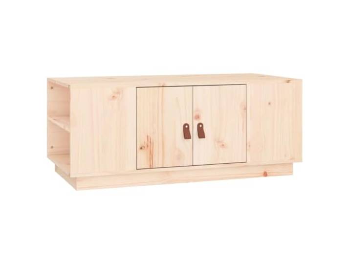 KUTYWEXFM Couchtisch Kiefer massiv 100x50x41 cm Sofatisch mit Ablage Rustikaler Beistelltisch aus unlackiertem Holz mit geräumigen Fächern für Ordnung und Komfort im heimischen Wohnzimmer.