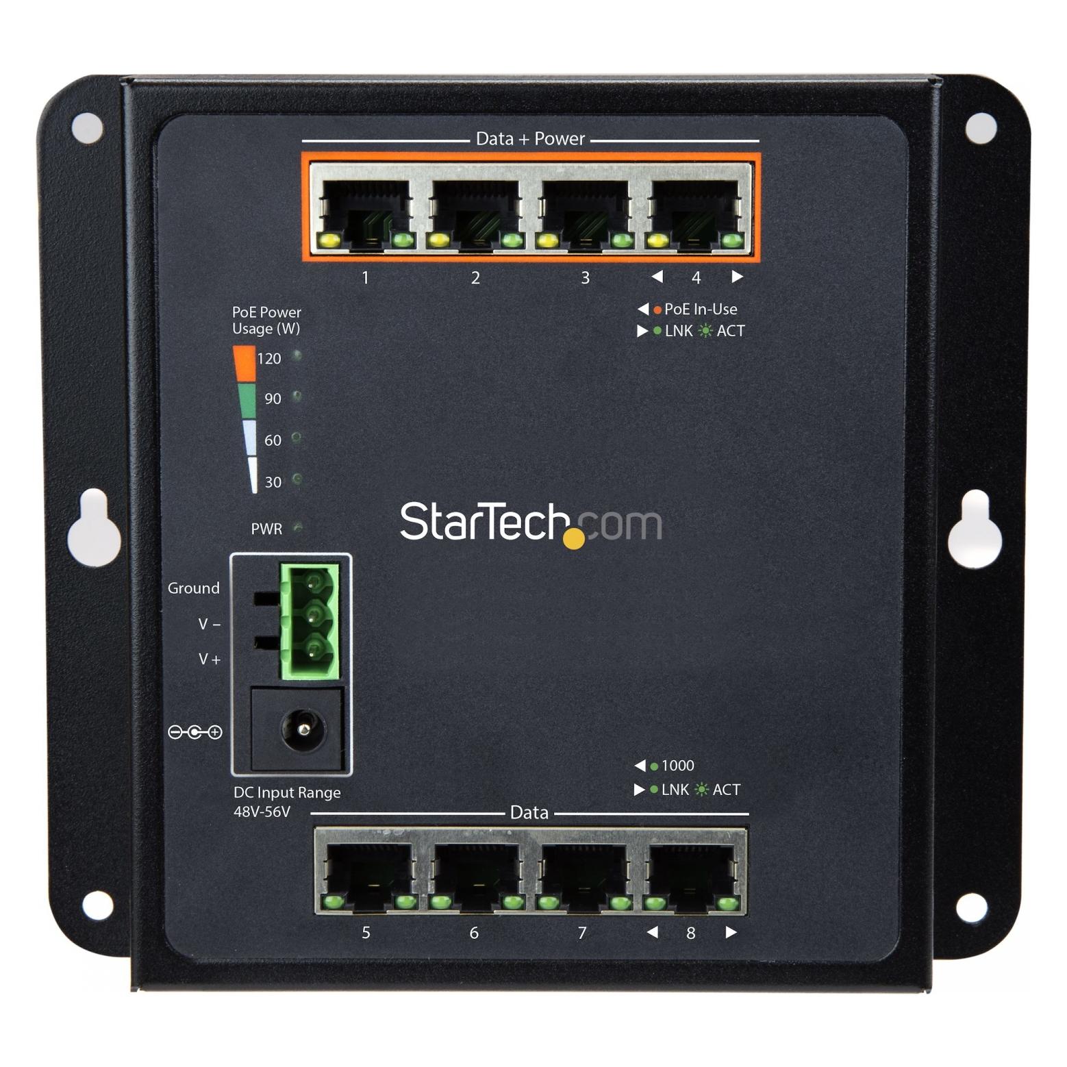 StarTech 8 Port POE Managed Ethernet Switch - 30W per PoE+ Port - Industrieller managed Wandmontage Netzwe... (8 Ports) (IES81GPOEW)