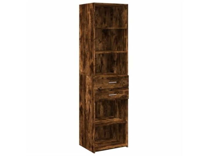 Highboard Räuchereiche 50x42,5x185 cm Holzwerkstoff mit viel Stauraum Glatte Oberfläche, pflegeleicht, feuchtigkeitsbeständig, minimalistisch, zeitlos, robust, viel Stauraum
