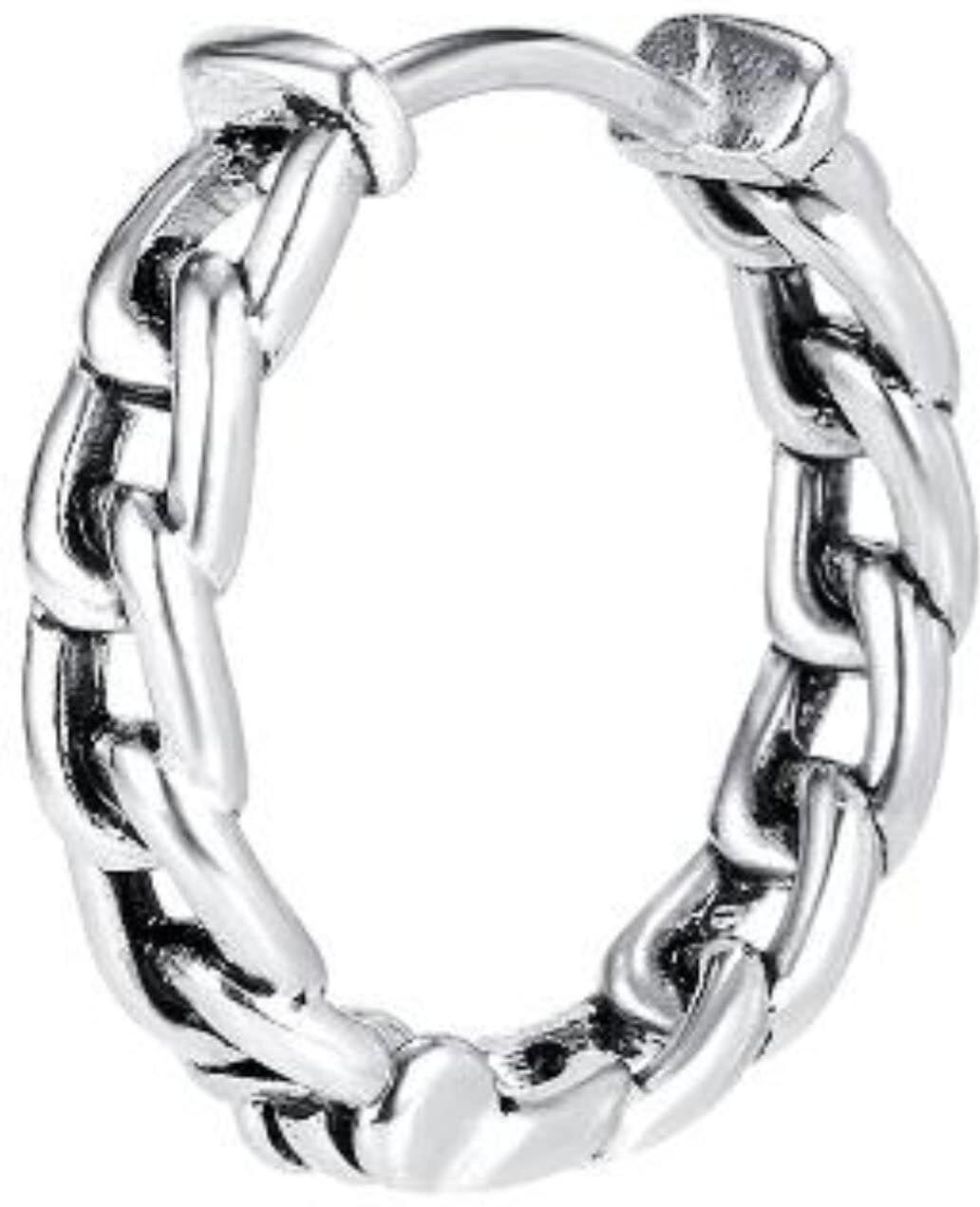 Single-Creole FIRETTI "Schmuck Geschenk Ohrschmuck einzeln Chain Reaction", schwarz (edelstahlfarben, schwarz), Ohrringe, Herren, 17mm, Edelstahl, Single-Creole edelstahlfarben, schwarz 17mm, Edelstahl