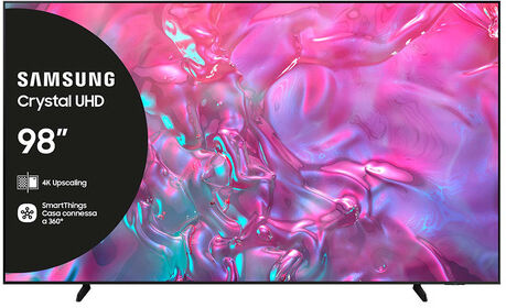 Samsung TV Crystal UHD 4K 98'' UE98DU9070UXZT Smart TV Wi-Fi Graphite Black, Processore Crystal 4K, 4K Upscaling, Slim Look, OTS Lite