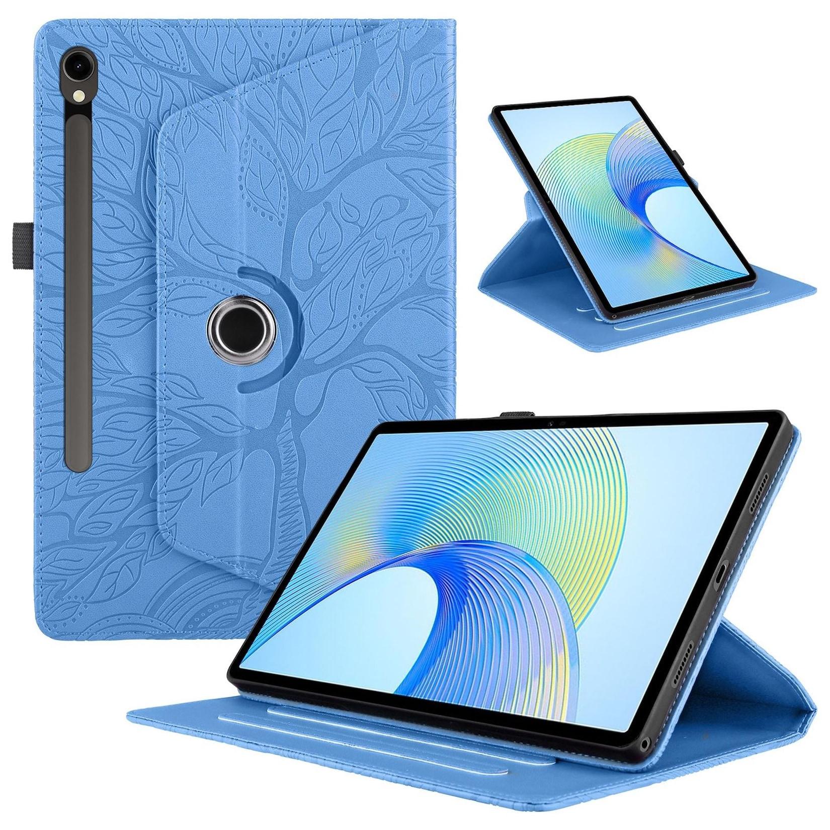 Für Samsung Galaxy Tab S10 FE Plus 360 Grad Design Kunstleder Tasche Blau