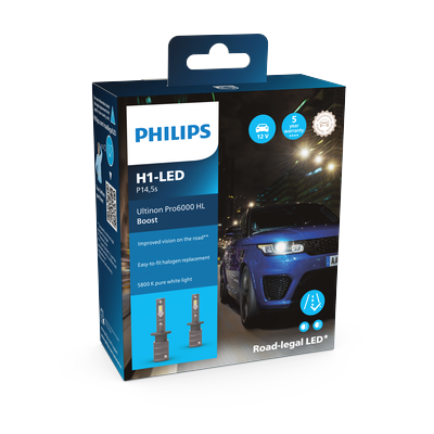PHILIPS Glühlampe, Fernscheinwerfer H1-LED Ultinon Pro6000 Boost (2Stk.) 11258u60bx2