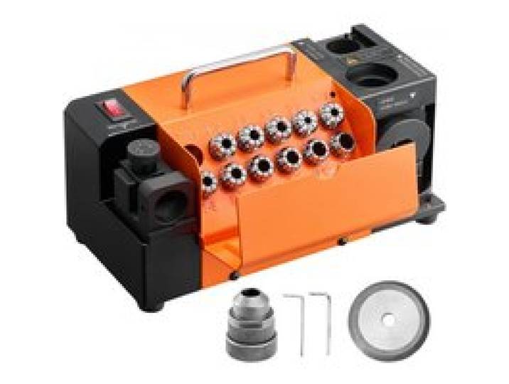 VEVOR Bohrerschleifgerät MR-13D, 3–13 mm, mit einstellbarem Freiwinkel der Schneidkante, vorderer Schneidkante & 95°–135° Spitzenwinkel, 4600 U/min, inkl. 11 Spannzangen & CBN-Schleifscheibe