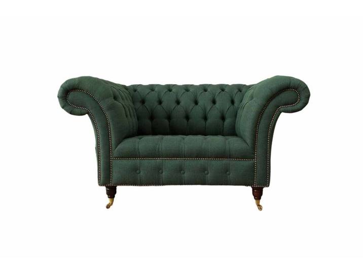 JVmoebel Sessel Luxuriöser grüner Polstersessel mit goldenen Edelstahlfüßen (Sessel), Made in Europa