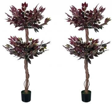 Garvee 2 Pack Plastic Artificial Ficus Trees 5 and 6 Ft Tall Potted