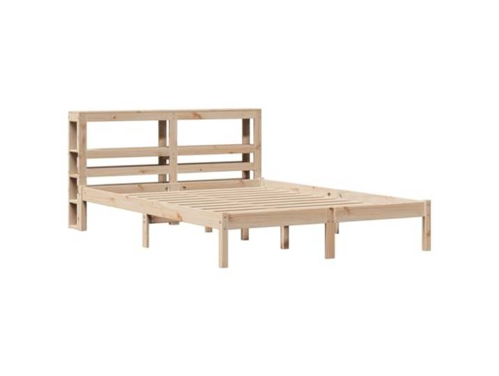 KTHLBRH Einzelbett 120 x 190 cm Massivholz Kiefer mit Lattenrost Mit seitlichen Einlegeböden, selbsttragendes Kopfteil, Lattenrost inklusive, natürliche Struktur