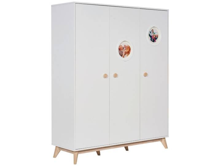 Jimmylee Babykleiderschrank Viggo, Weiß, Eiche, Struktur, 6 Fächer, 140x193x52 cm, Typenauswahl, Wechselbauchbinde, Babymöbel, Babykleiderschrank