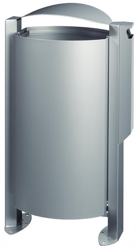 Rossignol Arkea Abfallkorb 100L mit Standfuss und mit Ascher 3L in 4 Farben , Farbe:Metallgrau
