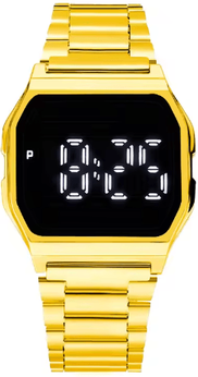 Inspire Picks Luxury Gold Silver Retro LED Digital Sports Watch With Steel Band style 02 gold
