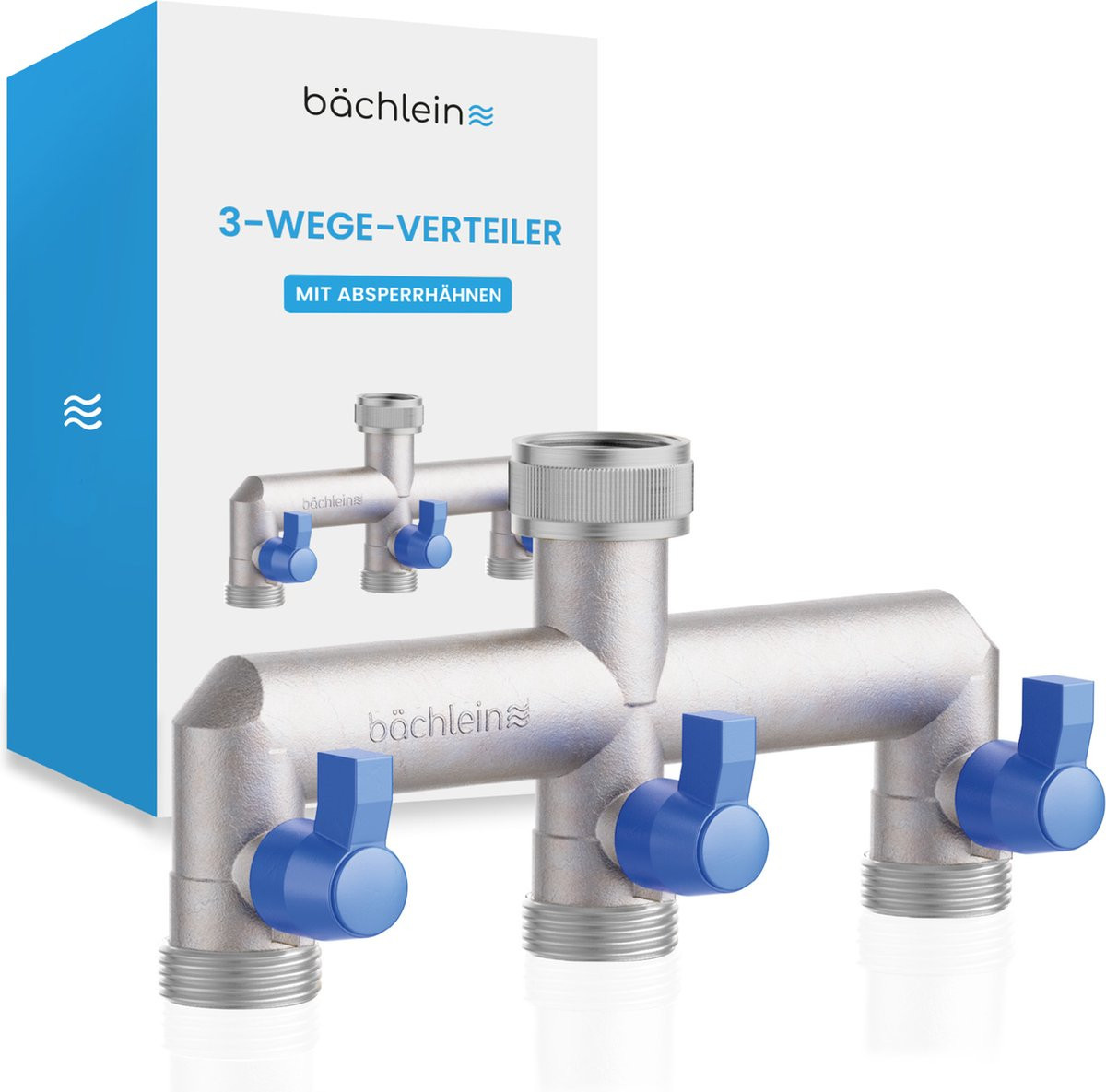 Bächlein 3-weg Y-verdeler van messing met 3 afsluitkranen voor G 3/4 inch aansluiting