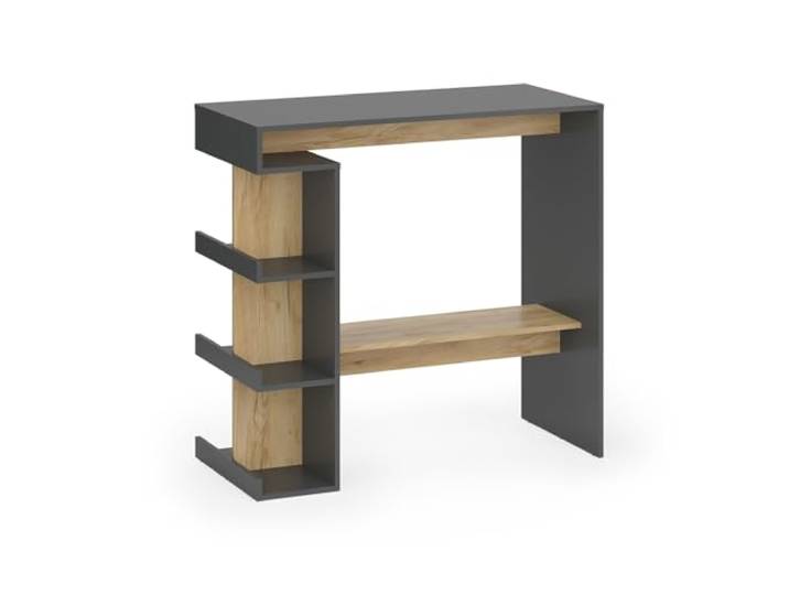 Vicco Bartisch Dana, Anthrazit/Goldkraft Eiche, 108 x 50 cm mit offenen Ablagen zur Nutzung als Stehtisch