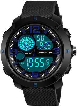 Everyday Crate SANDA 762 Digital Sports Watch For Men Waterproof LED Night Light Multifunction Wrist Watch blue