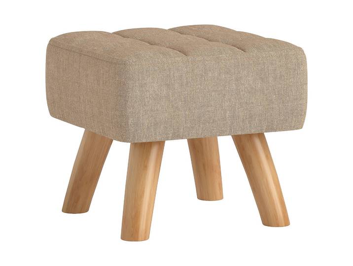 Homcom Fusshocker Hocker Moderner Sitzhocker mit Leinenoptik, Holzbeine, Braun, Kunststoff, 27x26x27 cm, Wohnzimmer, Sessel, Hocker, Sitzhocker