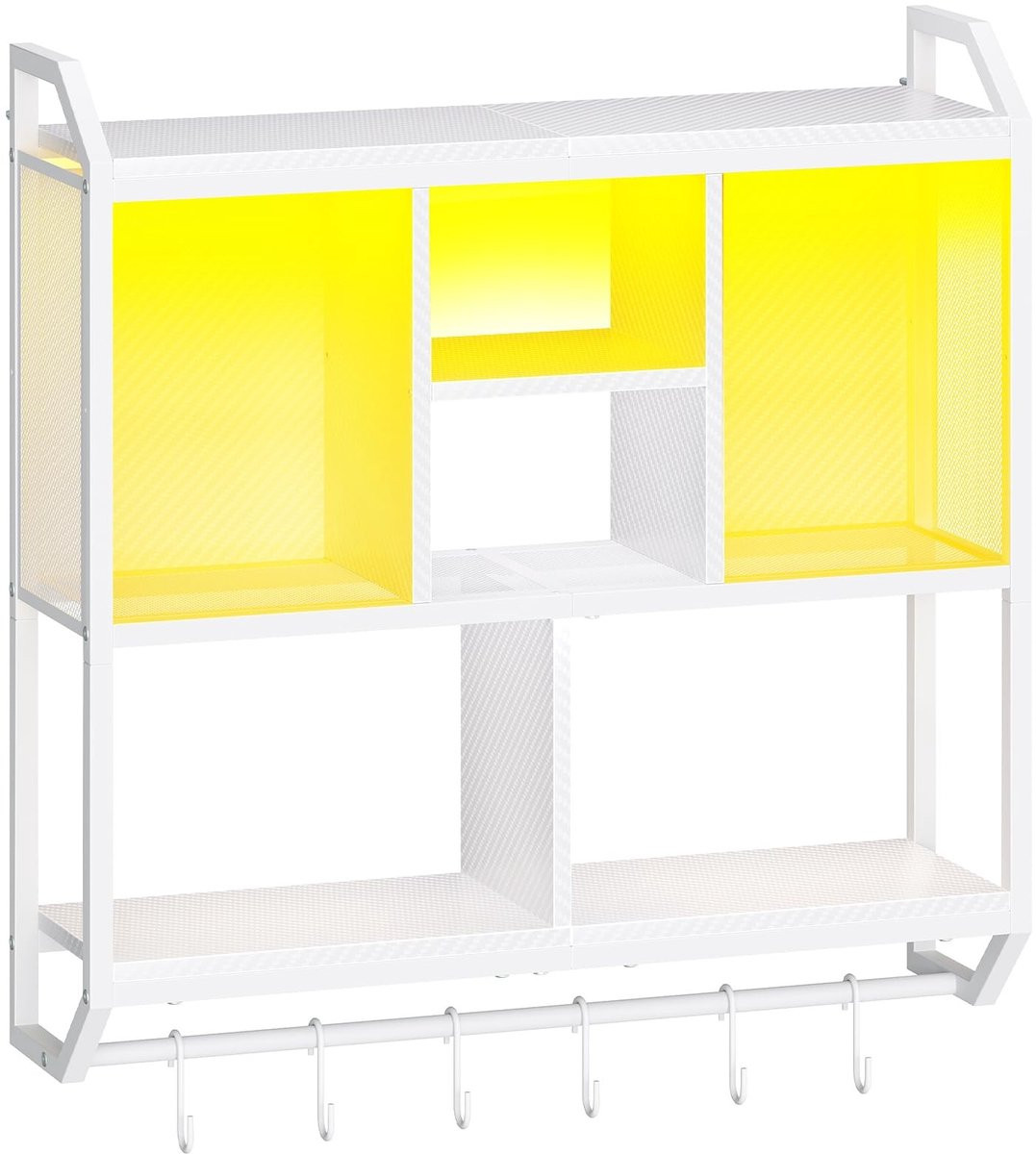 Omgoods Wandplank met LED-verlichting en 4 niveaus voor verticale opslag