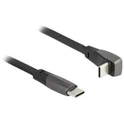 DeLOCK USB 2.0 Flachbandkabel USB Type-C Stecker zu USB Type-C Stecker gewinkelt PD 3.0 60 W 1 m schwarz