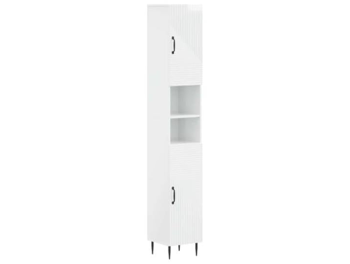 WEMYUFURN Badezimmerschrank mit offenem Regal Haarlem Hochglanz Weiß Holzwerkstoff, feuchtigkeitsbeständig, offene Ablage, umkehrbare Tür, klares Design, leicht zu pflegen