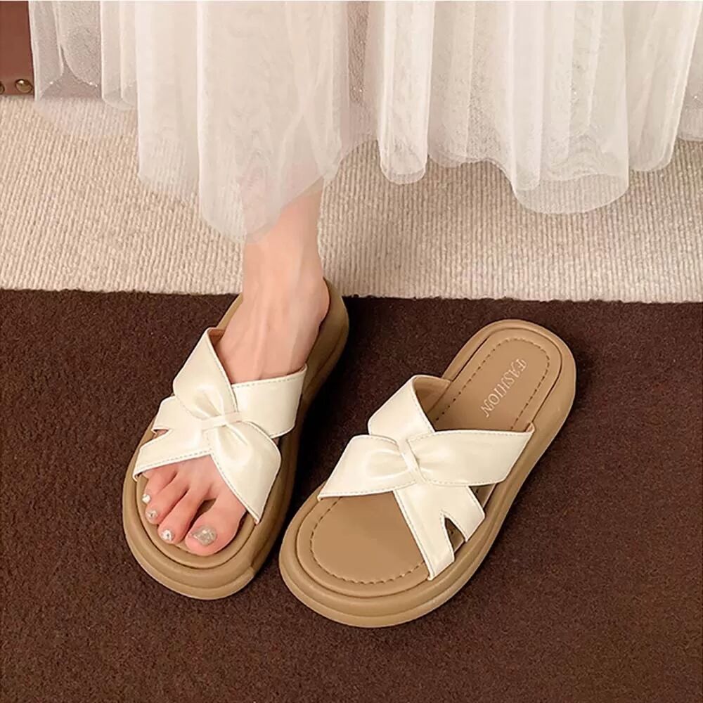 INF Kompatibel mit Damen Plateau Sandalen mit dicker Sohle, weiße PVC Sommer Hausschuhe, modisch und bequem
