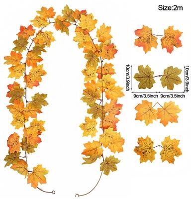 Inspire Essentials Autumn Maple Leaf Garland Artificial Fall Vine Decor For Home And Seasonal Styling 10