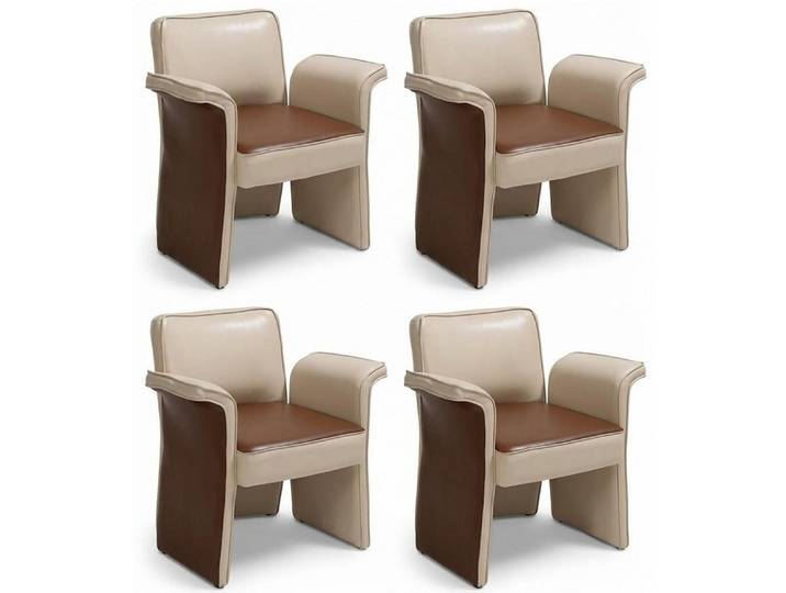 JVmoebel Esszimmerstuhl Stühle Design Beige Braun Kunstleder Modern Zeitlos Komfort Stilvoll, Made in Europa