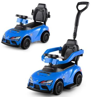Costway 3-in-1 Toyota Licensed Foot-to-Floor Stroller Sliding Walking Toy-Blue