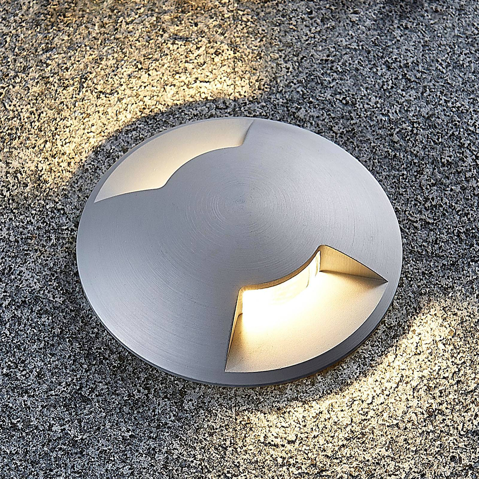 Lucande Milara grondspot inbouwlamp, 2 lichtuitgangen, GU10, grijs, aluminium, IP67