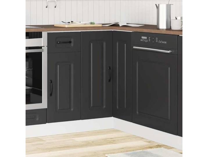 Bon plan  Meuble Bas Cuisine/ Armoire d'angle de cuisine Kalmar noir - Bois d'ingénierie Thome4281476