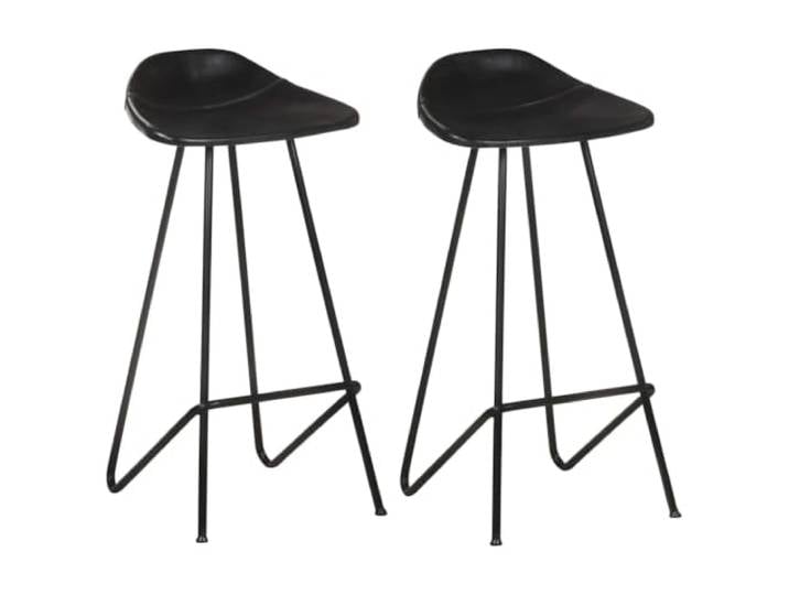 Makastle Barhocker 2 STK. Schwarz Echtleder