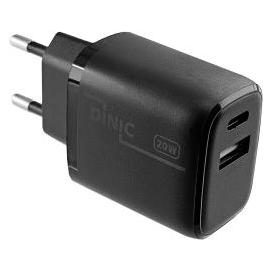 Dinic USB C+A Ladeadapter 20W sw (20 W, 2 Ports) (DINIC) Mindestbestellmenge: 5 Stück