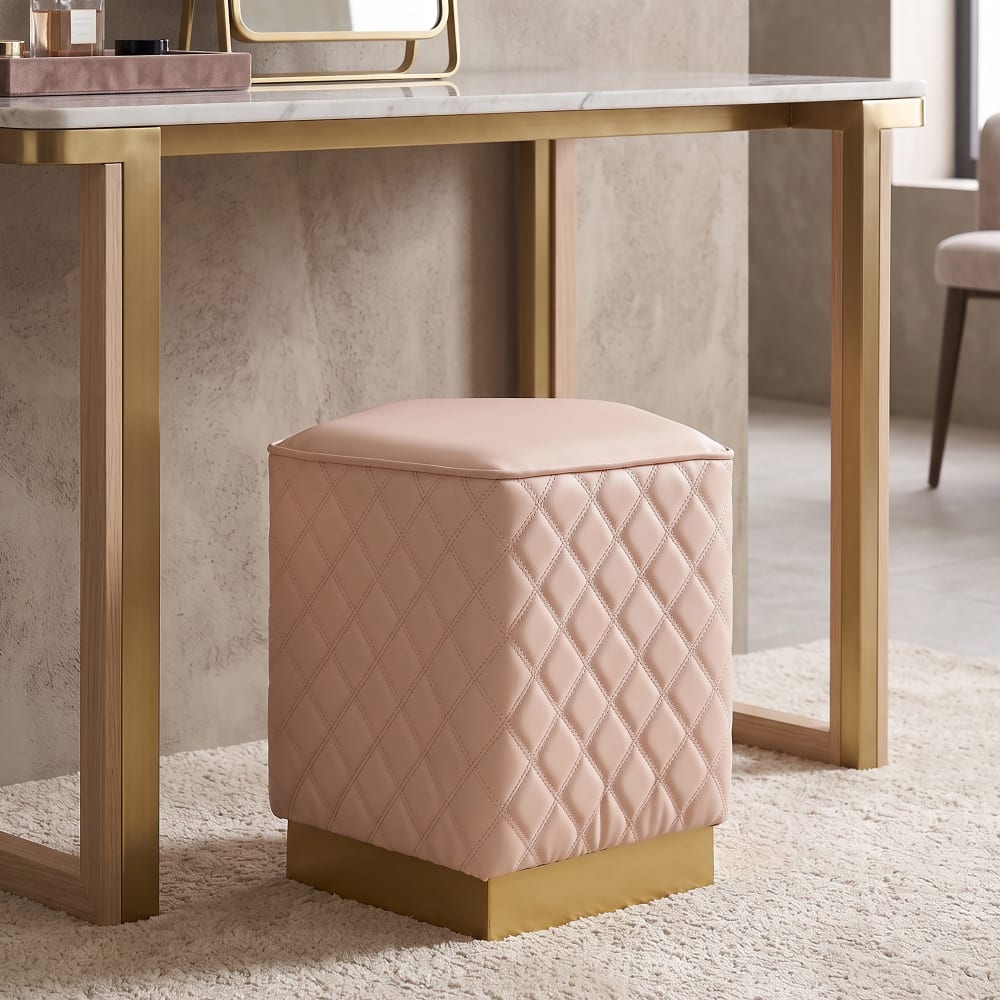 Mauro Ferretti Pouf pentagonal en simili cuir 35x35x38 cm Rose 35x38x35cm