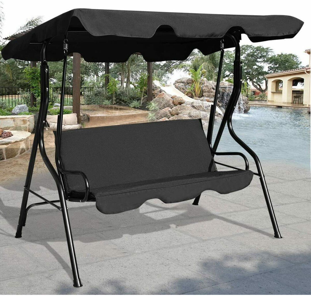 Dakota Fields Gambell 3 Person Hanging Porch Swing Black 153cm H X 170cm W X 110cm D