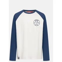 Derbe Langarmshirt Paddeln Herren Weiß Blau Ringer Retro