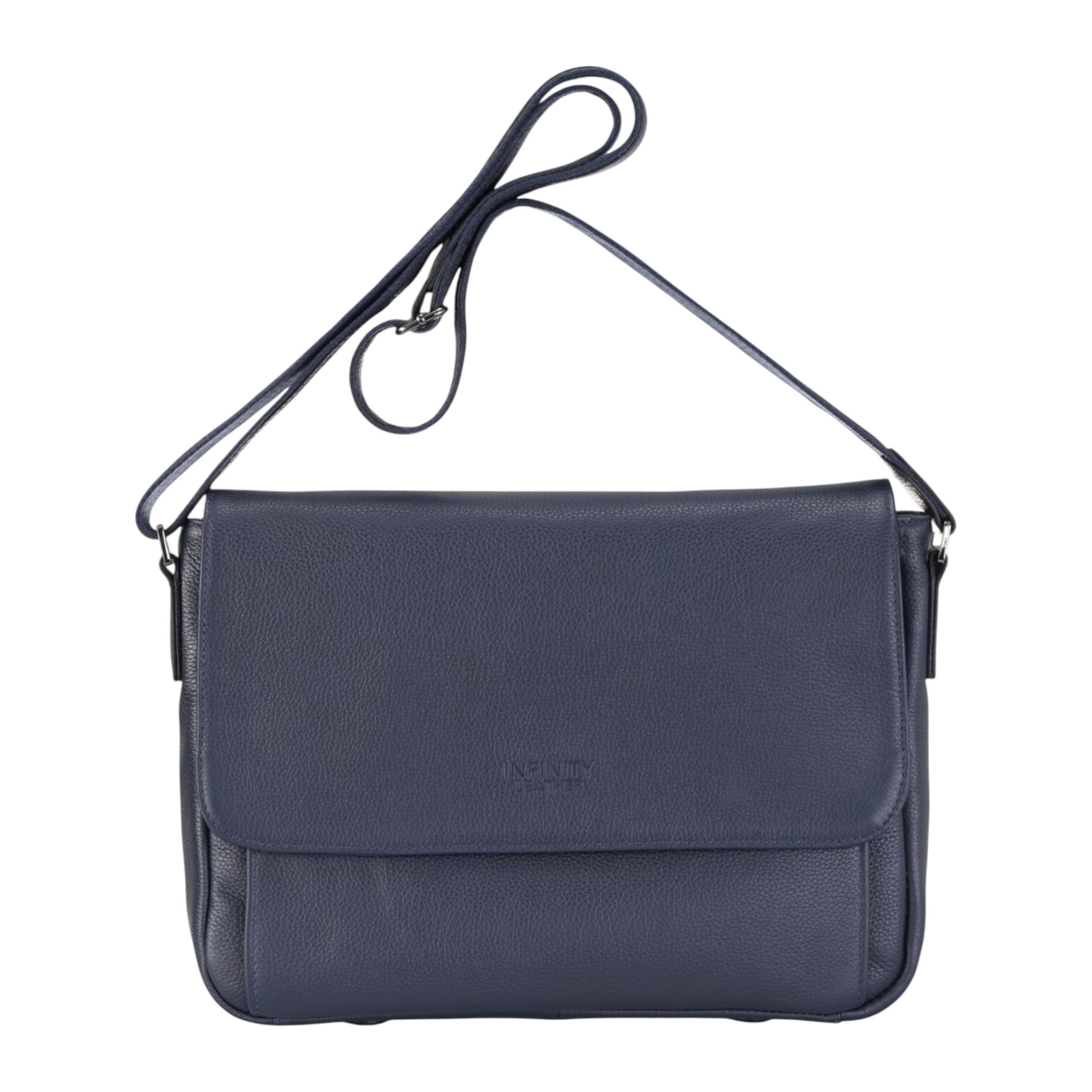 Echte leren marineblauwe laptoptas, reistas, messengertas - Camden