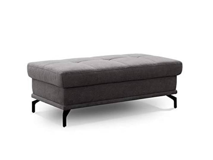 Cavadore Sitzhocker Castiel / Moderner Polsterhocker mit Füßen in Satin-Optik / 138 x 48 x 71 / Webstoff, Grau