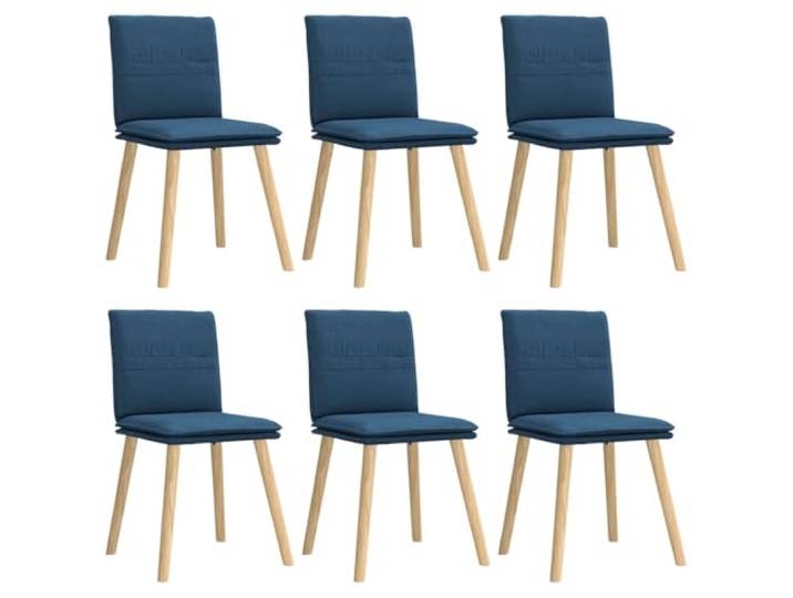 LMTYOENFG 6er Set Esszimmerstühle Polsterstuhl mit Holzbeinen Blau Bequeme Polsterstühle im 6er Pack für Küche, Wohnzimmer und Gästezimmer. Mit weichem Stoffbezug und stabiler Konstruktion.