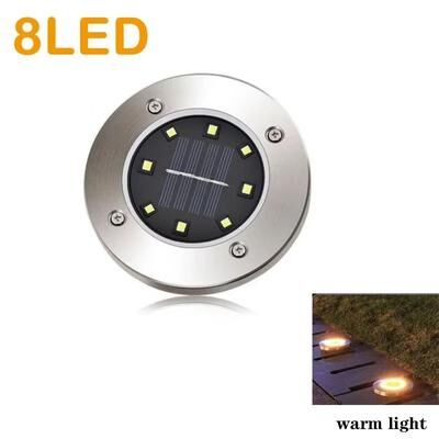 Inspired Finds Solar Disk Garden Lights Waterproof LED Outdoor Pathway & Landscape Lighting 8led Warm Light 1pc