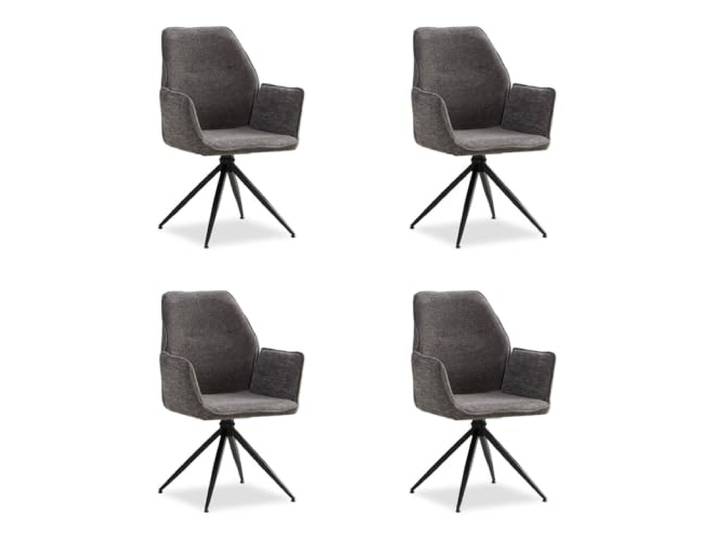 Homestyle4u Eetkamerstoelen, set van 4, keukenstoelen met armleuning, draaistoelen, gestoffeerde eettafel, grijs chenille
